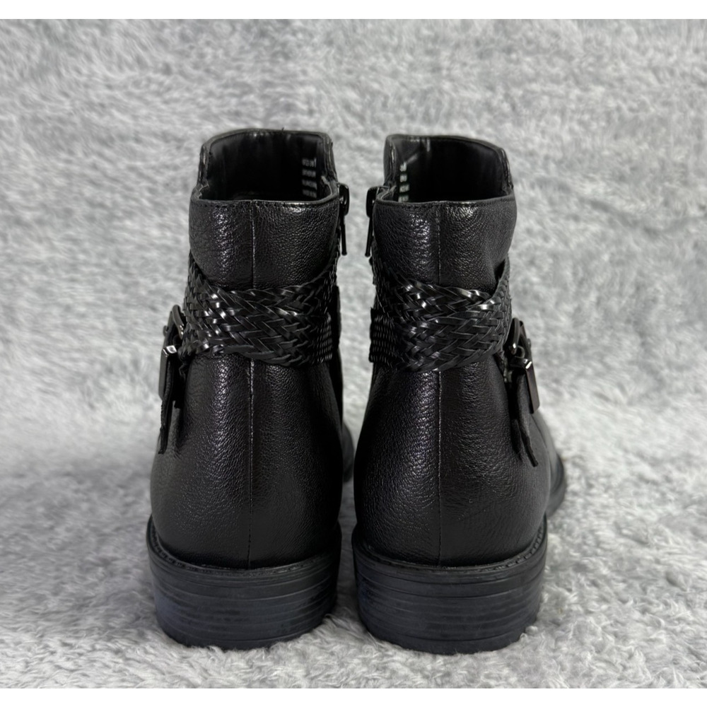 David Tate Womens Skip Zipper Buckle Ankle Booties Black Pebble Leather Sz 10 - Picture 5 of 10